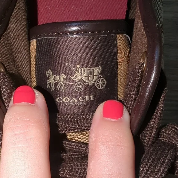 Coach Empire Low Top Logo Sneakers Brown Signature Canvas Wm Sz 10 - Picture 5 of 16